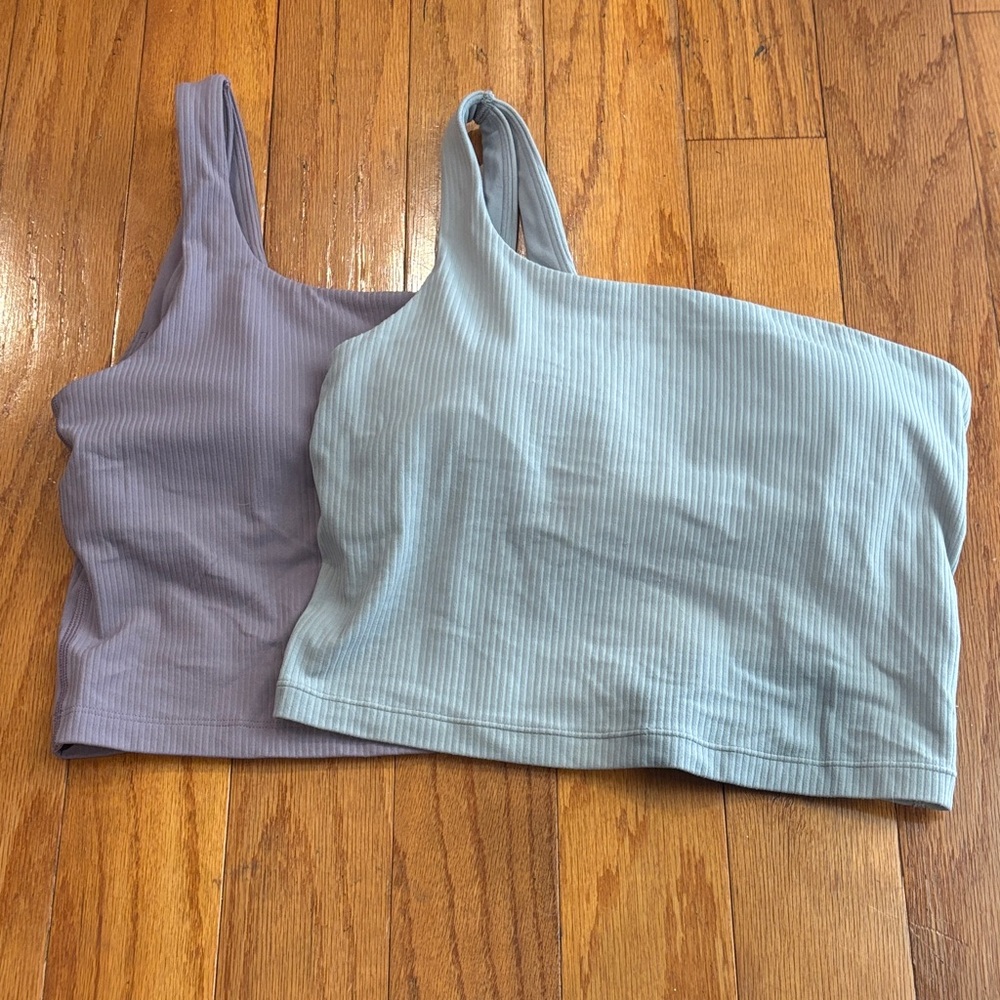 Lululemon one shoulder Ribbed workout Tops - Purple and Light Blue